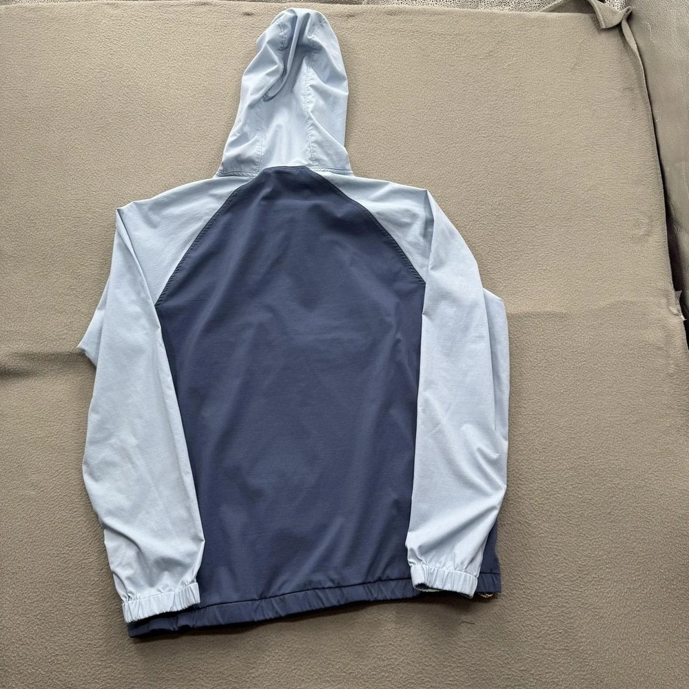 The North Face Jacket Mens Medium Blue Colorblock Hooded 1/4 Zip Windbreaker